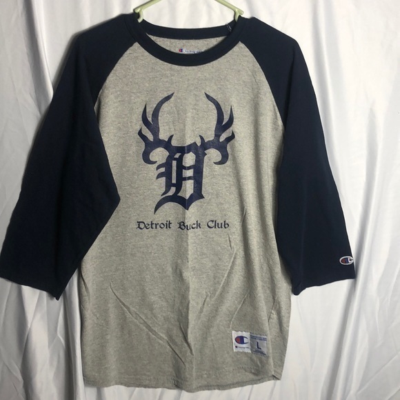 Champion Detroit Buck Club Baseball Tee Size Large - Picture 1 of 5